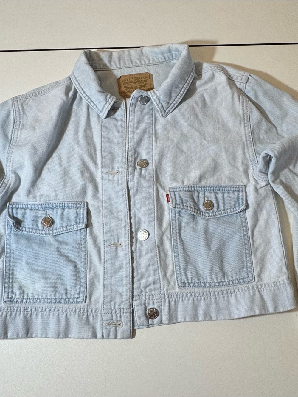 Levi's Kids Light Wash Blue Denim Jacket - Front Pocket Detail